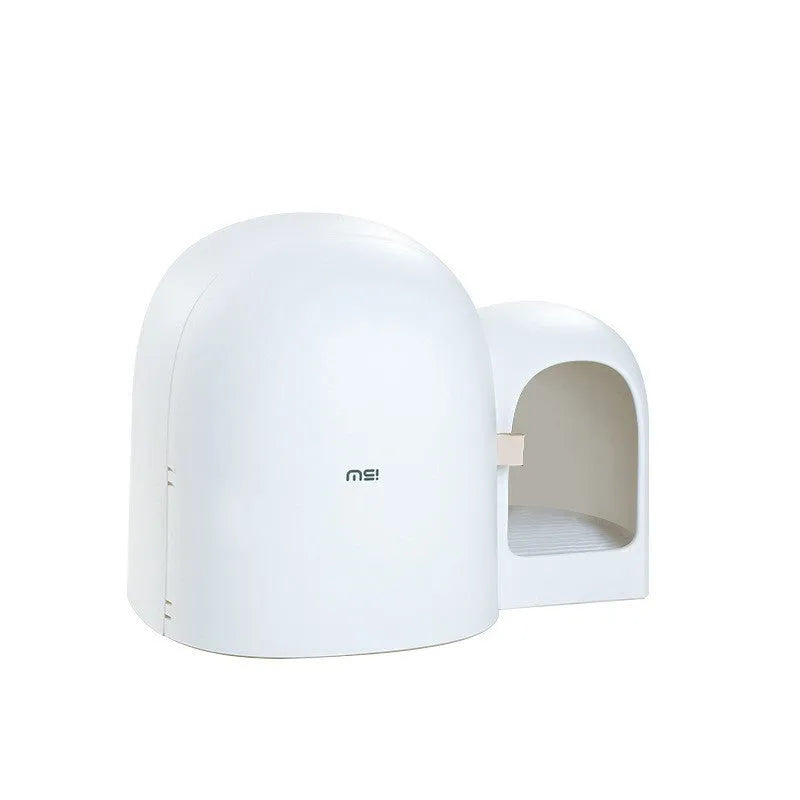 Large Moss Green coloured enclosed cat litter box with dome lid, made of ABS plastic.