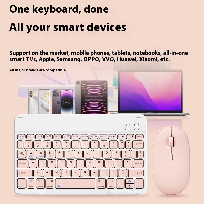 Bluetooth keyboard with optional rechargeable mouse in multiple colour options including Elegant White and Dark Night Green