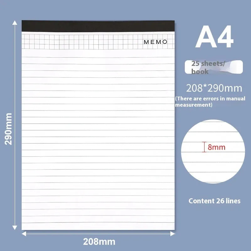 A4 tearable meeting notebook with grid design cover and wireless adhesive binding