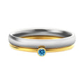 December birthstone geometric engraved titanium steel ring with gold lettering on band