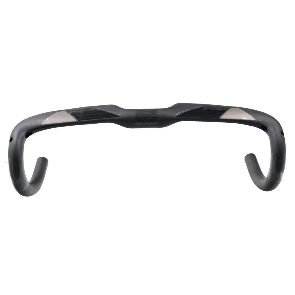 Wei Bike matt carbon fibre road bicycle handlebar showing bent shape