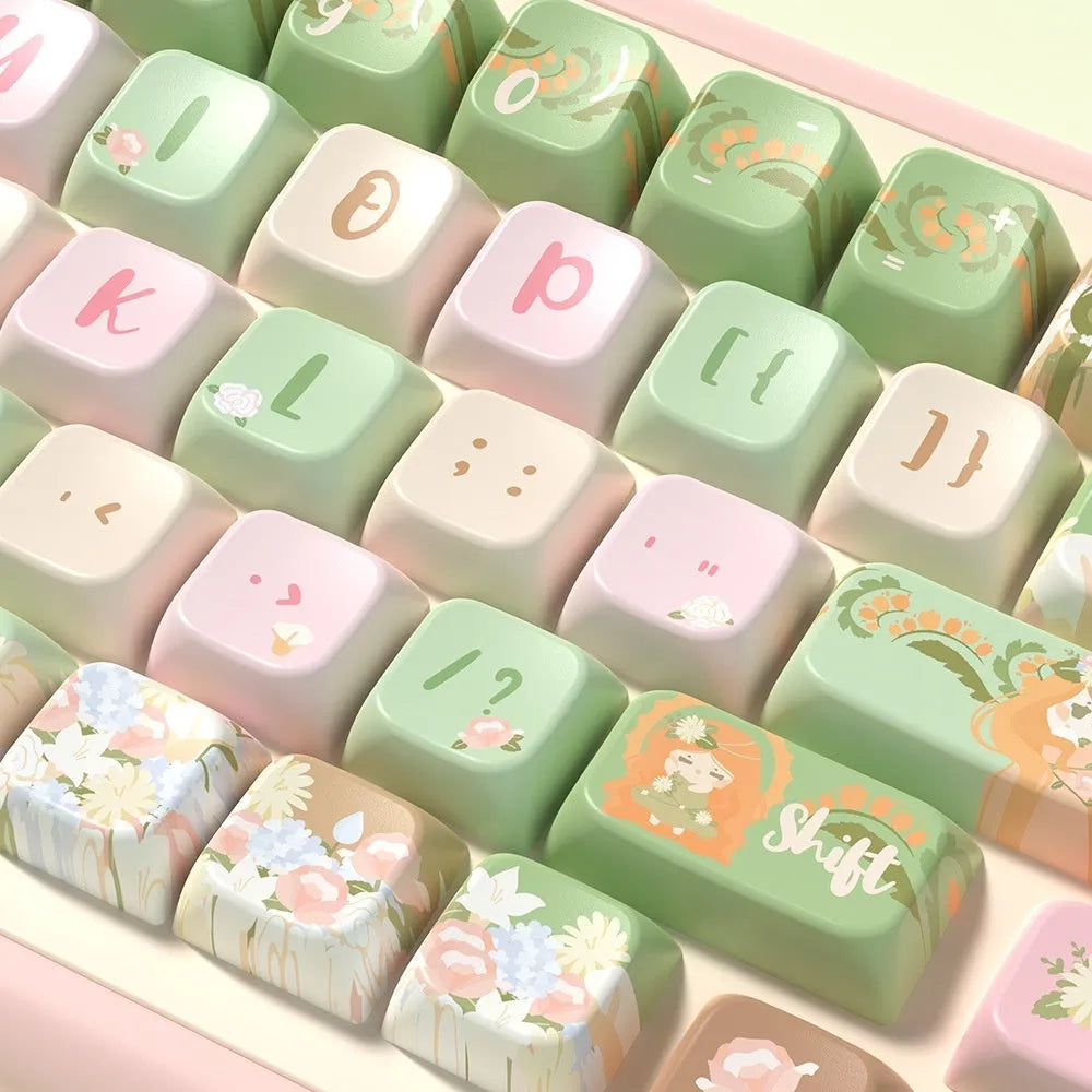 Mu Xia Garden Original mechanical keyboard keycap set with Summer Garden colour theme
