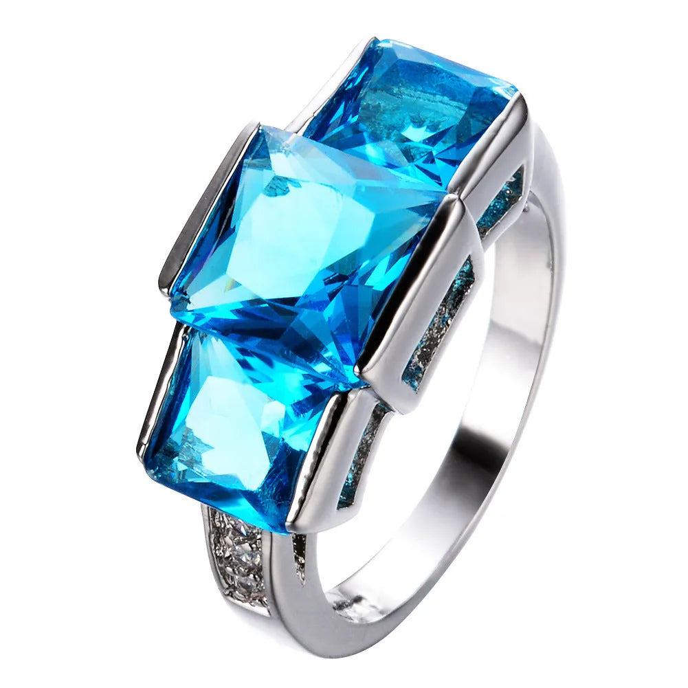Colourful copper electroplated women's ring with geometric rainbow style details