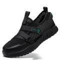 Men's anti-smash anti-puncture work insulation safety shoes with flying woven upper and rubber sole