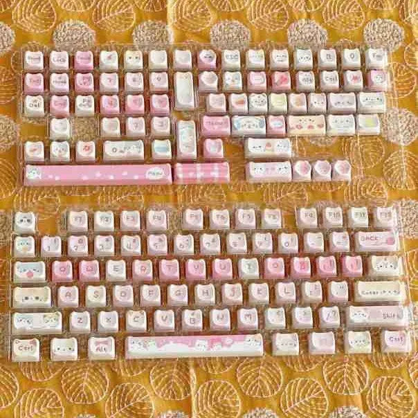 141-piece Meow Meow Team Height sublimation printed key cap set for mechanical keyboards