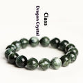 Green Dragon crystal bracelet with 8-9mm round beads showing Ruyi symbolism elements