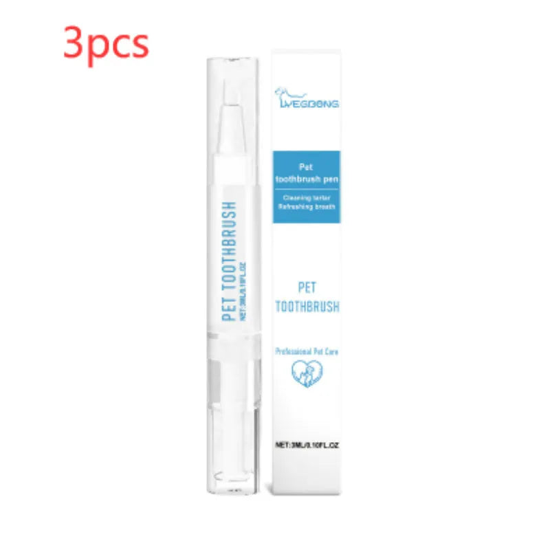 Soft Breath Care Pet Toothbrush Pen with soft brush head and 3ml dental gel for cats and dogs