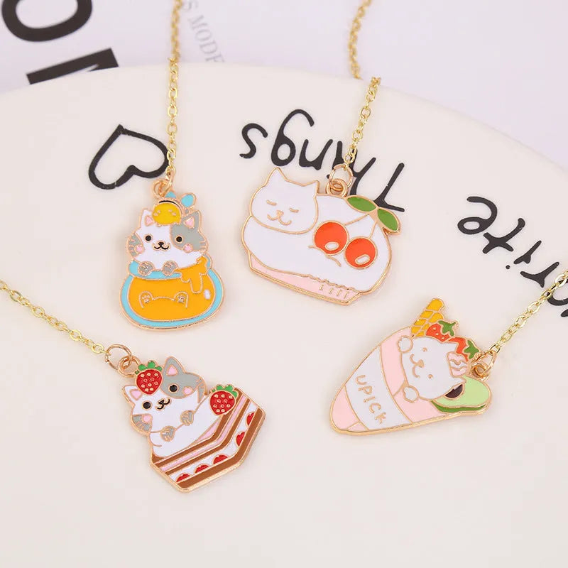 Jane Lime cat metal bookmark with cartoon pendant in four colour designs measuring 3.8cm by 18.3cm
