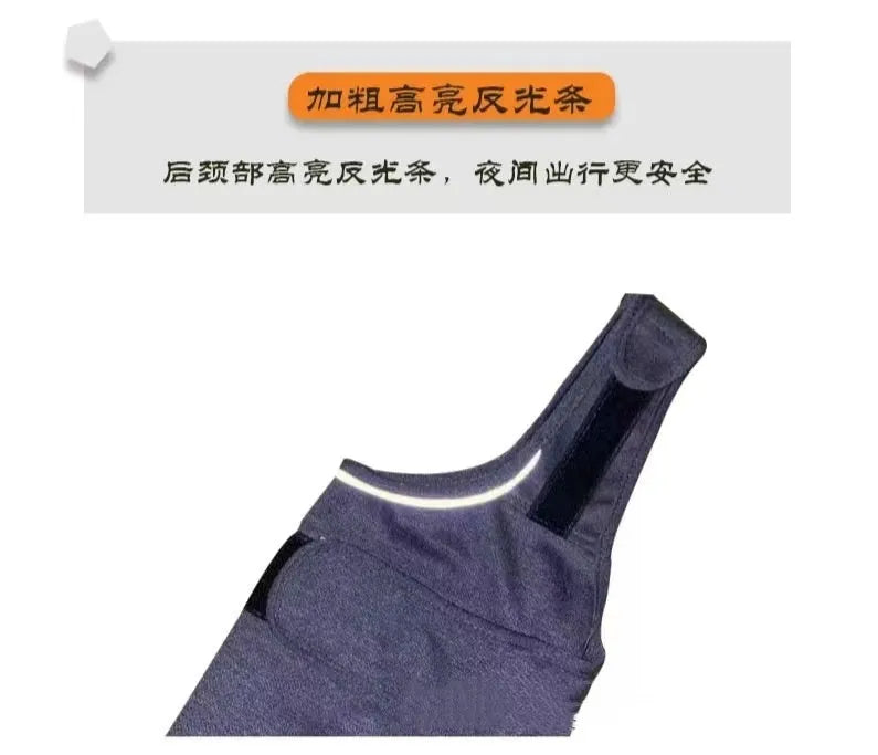 Heather grey dog anxiety jacket and warm vest in brocade cotton ponte fabric showing size range