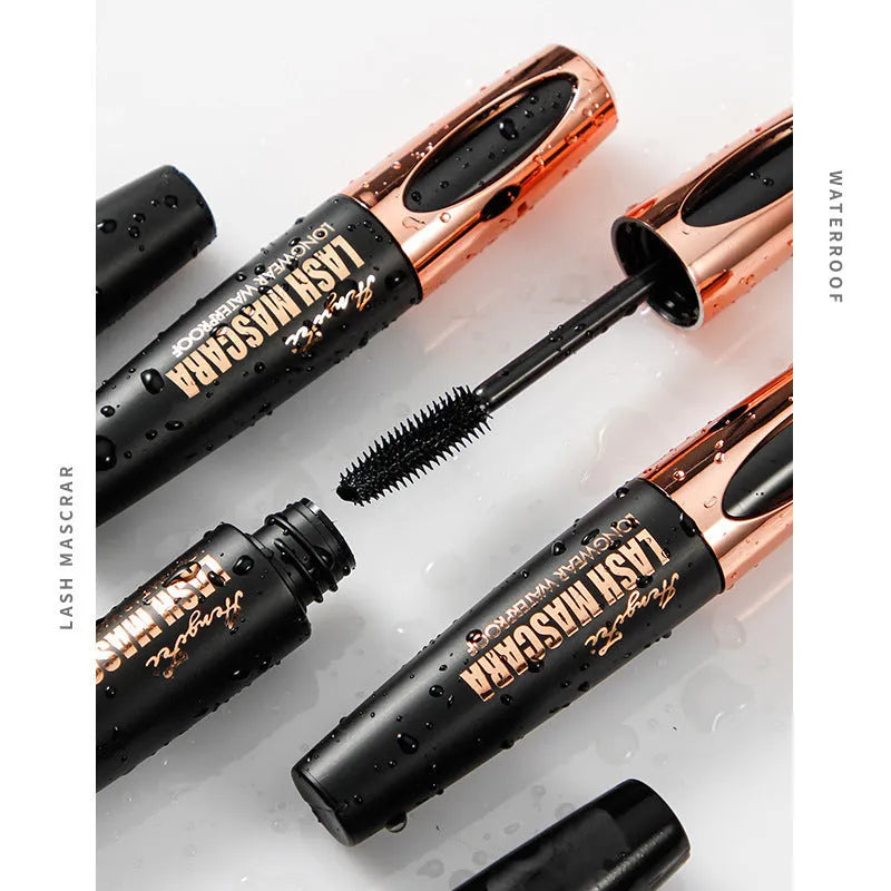 Black waterproof mascara with sweat-proof and smudge-resistant formula for curling lashes