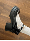 Women's black and beige chunky heel Mary Jane shoes with round toe and shallow mouth opening